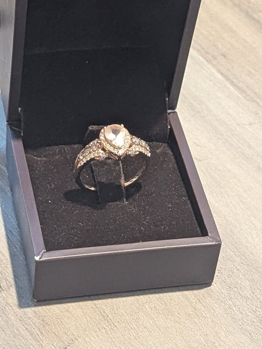 Levian Peach Morganite Ring with Chocolate and Nude Diamonds